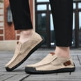 thumbnail image 4 of EKVAHL Men's Leather Casual Slip-On Loafers, Lightweight Non-Slip Hand-Stitched Moccasins for Walking and Outdoor Use Beige, 4 of 5