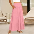 thumbnail image 6 of GUACER Women's High Waisted Tiered Maxi Skirt with Pockets Boho A-Line Flowy Long Skirt Lightweight Summer Swing Skirts, 6 of 8