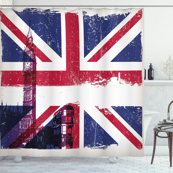 Ambesonne Union Jack Shower Curtain, Country Culture Old, 69"Wx70"L, Multicolor