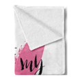 thumbnail image 2 of Valentines Day Soft Flannel Fleece Throw Blanket, Be My Valentine Words with Romantic Cartoon Like Heart Love Image, Cozy Plush for Indoor and Outdoor Use, 70" x 90", Pink and Black, by Ambesonne, 2 of 5