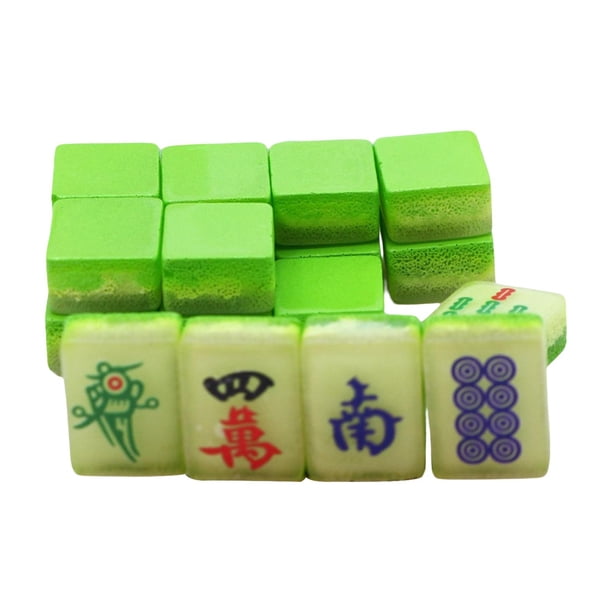 LLavero de Mahjong pequeño de 18 Uds., colgante artesanal para manualidades, colgante de llave, colgante de llavero de azulejos de Mahjong chinos de Verde