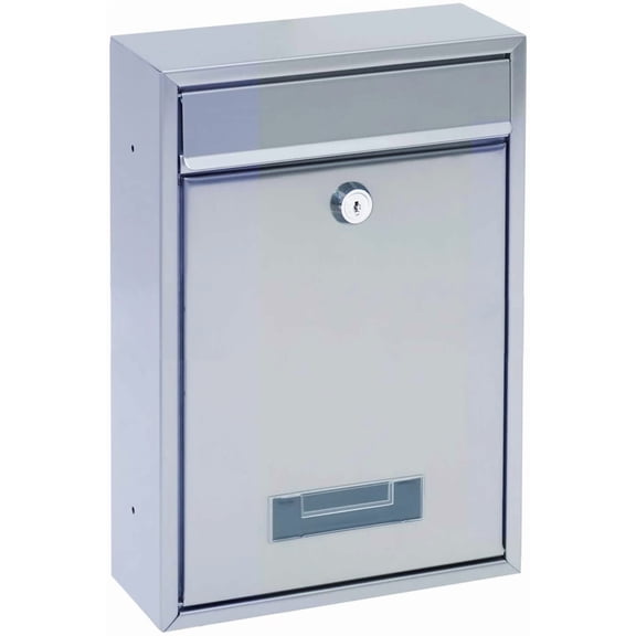 Metel Mail Boxes, Wall Mount Mailbox Square Metal Newspaper Inbox Lockable Large Capacity Mailbox with 2 Keys Silver (8.38“ * 3.35” * 12.59“)