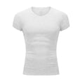 thumbnail image 4 of USNSM Men's Muscle T Shirts Stretch Short Sleeve V Neck Bodybuilding Athletic Workout Gym Tee Shirts Ribbed Knit Shirt White XXL, 4 of 8