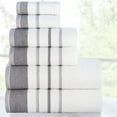 thumbnail image 3 of Casa Copenhagen White Bay, 6 Pieces Towel Set- White with Dark Grey Light Grey Border, 600 GSM, 2Bath, 2Hands, 2Washcloths Egyptian Cotton Towel for Hotel Spa Kitchen Bathroom Kitchen & Shower, 3 of 6