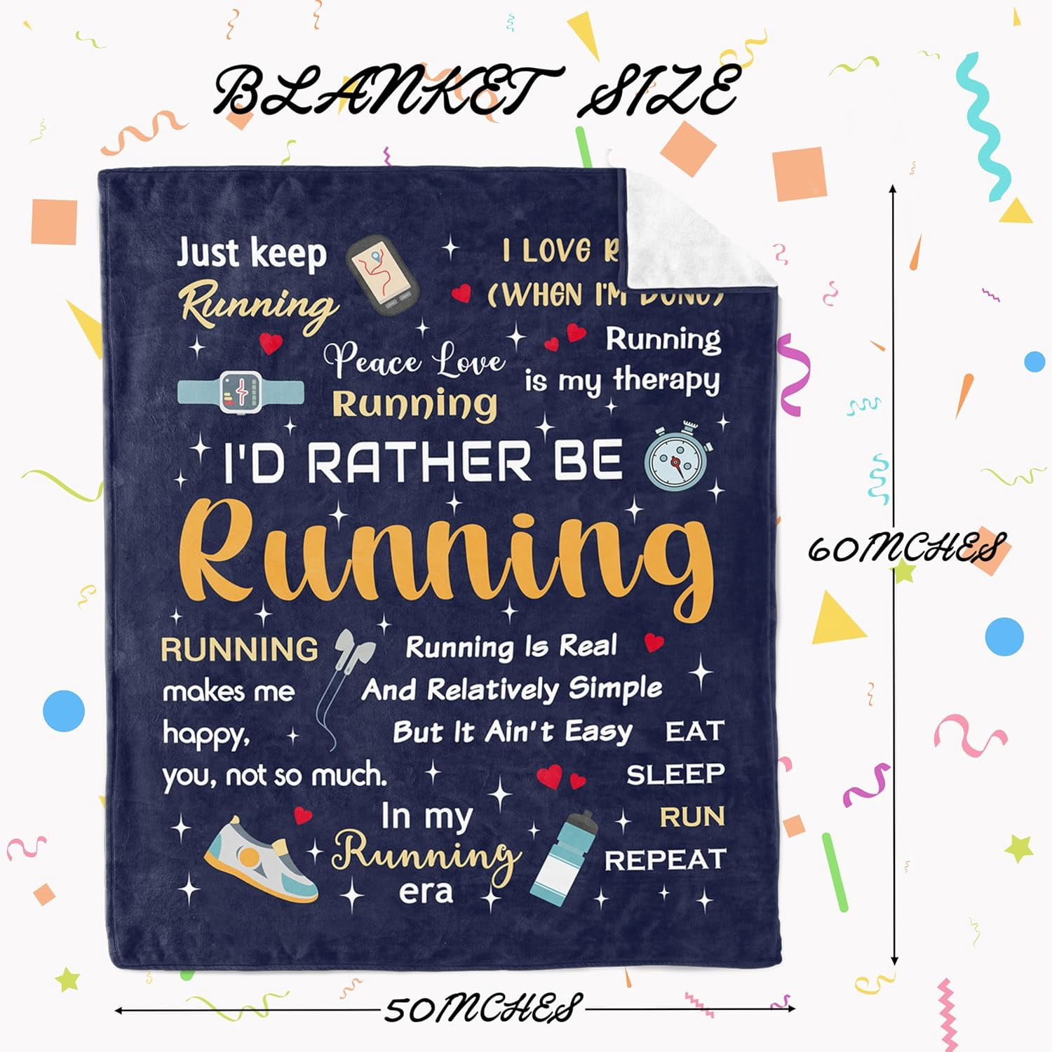 Running Gifts for Women/Men, Marathon Gifts for Runners, Running Accessories for Women, Cross Country/Marathon Presents, Track and Field Gift Blanket 50"X60"
