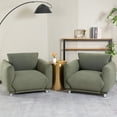 thumbnail image 3 of Oversize Accent Chairs for Living Room,Lambswool Upholstered Reading Armchair,Mid Century Modern Arm Chair Single Sofa Chair,Single Sofa Chair for Living Room Bedroom Playroom,Dark Green, 3 of 6