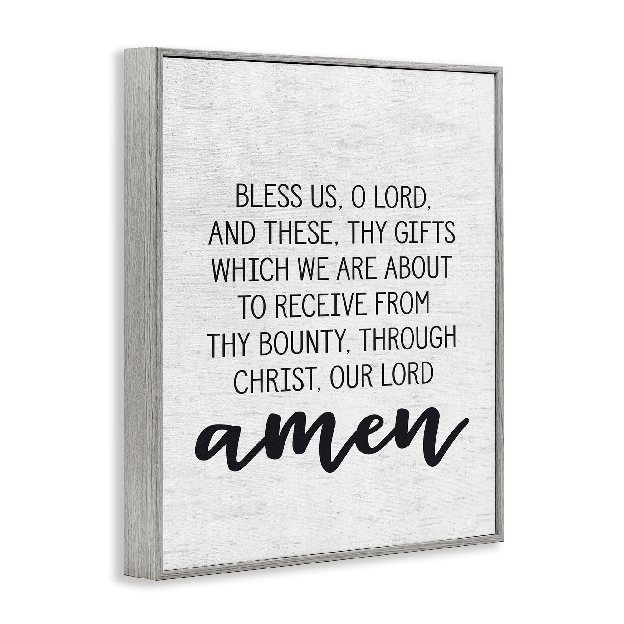 Stupell Industries Bless Us O Lord Before Meal Prayer Subtle Birch Typography Graphic Art Gray Framed Art Print Wall Art, 16x20, by Lettered and Lined