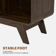 thumbnail image 3 of Sonegra Fireplace TV Stand with 36" Electric Fireplace, Mid Century Modern Entertainment Center with Led Lights for 80" TVs , Wood Media Console with Slatted Sliding Doors for Living Room, Brown, 3 of 8