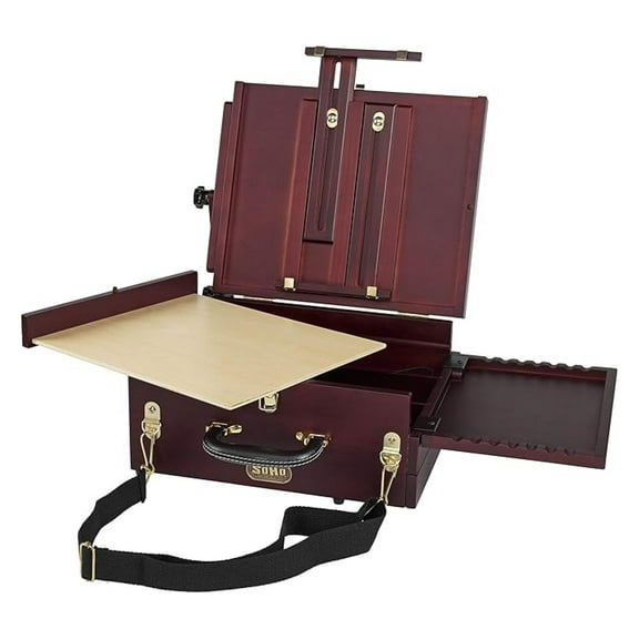 Pochade Box for Plein Air Painting, French Style, Lightweight Portable Artist Box, Adjustable Mahogany Finish