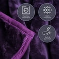 thumbnail image 4 of Lavish Home Mink Faux Fur Blanket - 91x81 Washable Bedding or Throw, Purple, 4 of 7