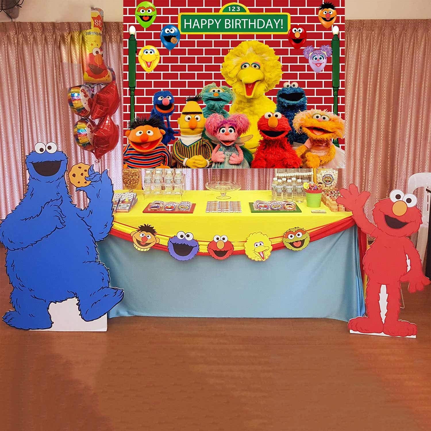 Dost Polyester Cartoon Sesame Street Brick Wall Photography Backdrop Girl boy Birthday Party Background Party Decorations 7x5FT Dost Polyester Cartoon Sesame Street Brick Wall Photography Backdrop Girl boy Birthday Party Background Party Decorations 7x5FT