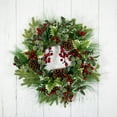 thumbnail image 6 of Northlight Holly and Berries, Frosted Thistle and Pine Artificial Christmas Wreath - 24" - Unlit, 6 of 8