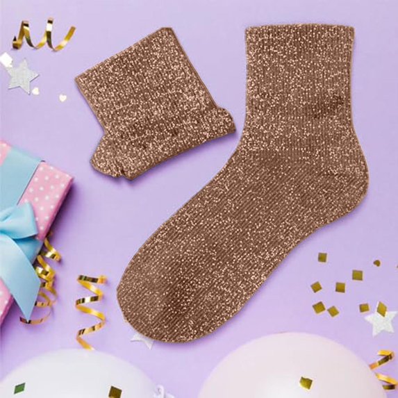 Women's Novelty Glitter Slouch Socks 2026 Comfortable Stretch Casual Fashion Cute Mid Calf Socks