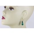 thumbnail image 4 of 14k Yellow Gold Malachite Earrings Green Striped Rounded Large Long Beaded Goldtone Accents Designed for Adult Women, 4 of 5
