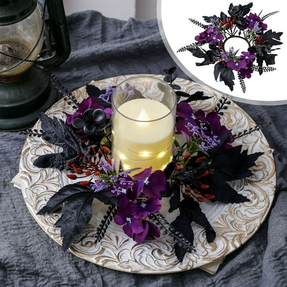 sruoe Halloween Decoration, Indoor Halloween Decor, Halloween Decor, Tabletop Decoration, Fall Wreaths, Artificial Wreaths, Halloween Candle Wreath