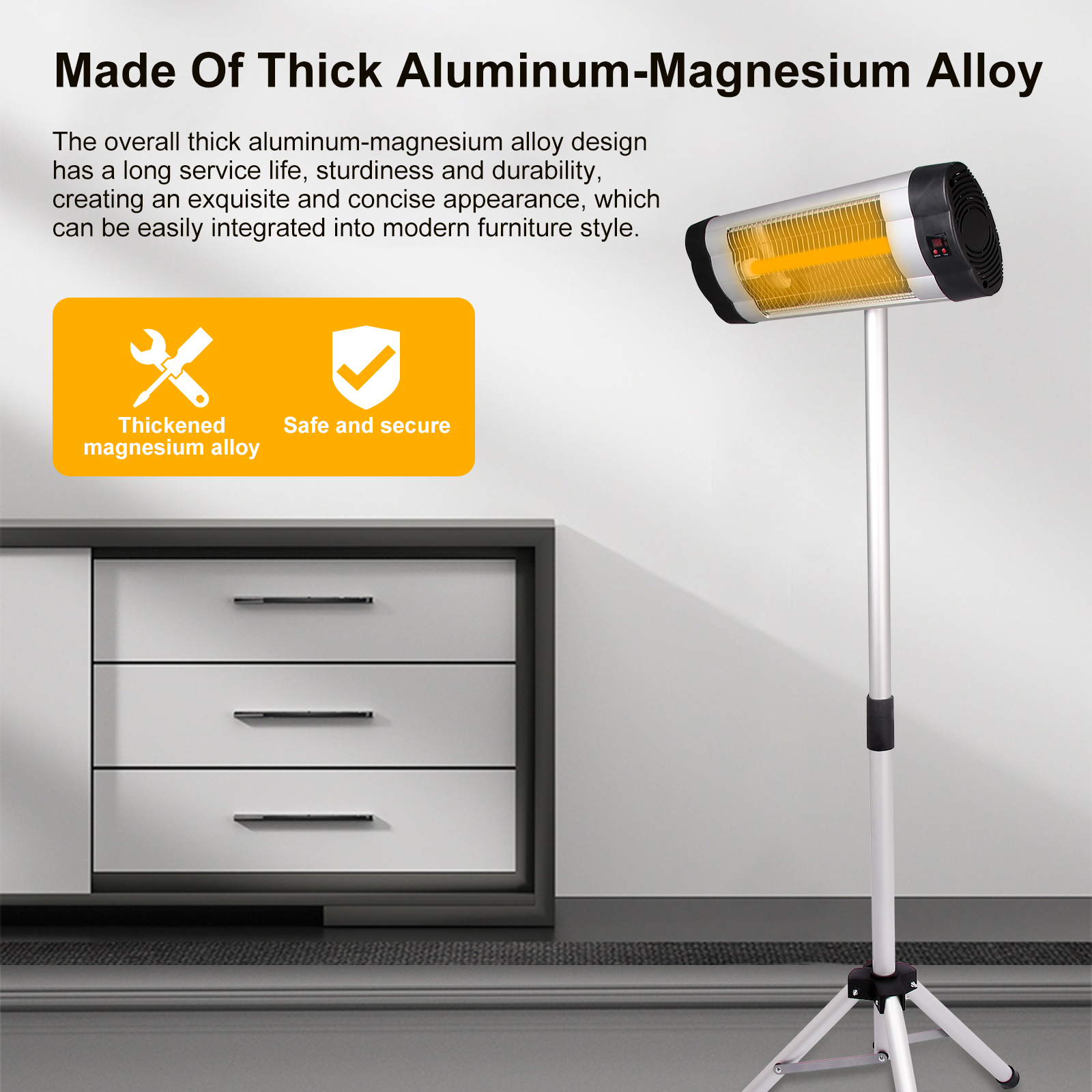 Wodesid Electric Patio Heater 3 Heat Setting 500W/1000W/1500W, Outdoor