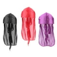 thumbnail image 3 of 3PCS Men Silky Durag Headwrap Pirate - Negro + Rojo + Púrpura, 58cm Negro + Rojo + Morado Colco Mujer Hombre Durag Sombreros, 3 of 5