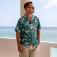 thumbnail image 2 of YIUME Hawaiian Shirt For Men Elegant plum fragrance Shirt Camp Collar 100% Cotton, 2 of 9