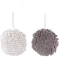 thumbnail image 1 of Juego de 2 toallas decorativas de chenilla gris y blanca para colgar en tocadores de cocina o baño, chenilla suave y absorbente con cierre de hebilla Sincero Electrónica, 1 of 5