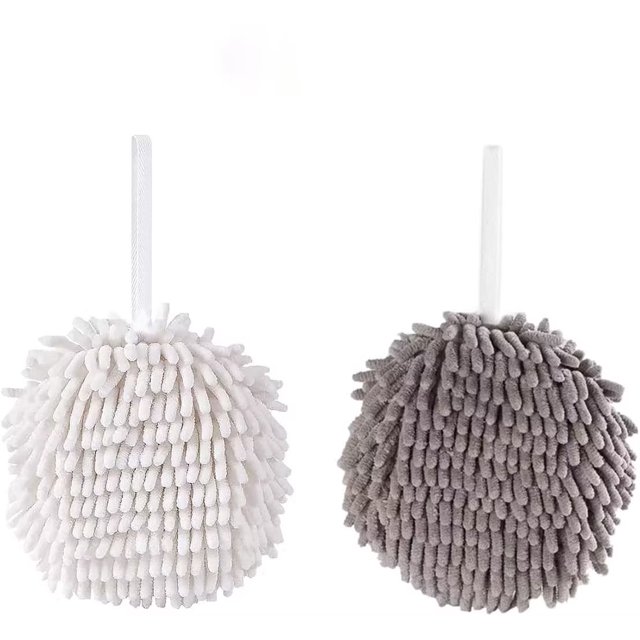 Juego de 2 toallas decorativas de chenilla gris y blanca para colgar en tocadores de cocina o baño, chenilla suave y absorbente con cierre de hebilla Sincero Electrónica