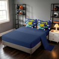 thumbnail image 5 of Manfei Cartoon Football Queen Bedding, Sports Goal Time Print Bedding Comforter Set Queen, Royal Blue Gold, Navy Reversible 7pcs, 5 of 6
