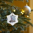 thumbnail image 7 of 3drose, Funny Elephant with Briefcase Cartoon, 3 inch Snowflake Porcelain Ornament, 7 of 7