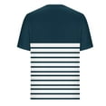 thumbnail image 7 of Scyoekwg Short Sleeve Shirts for Women Crew Neck Pleated Fake Two Piece Blouses Top Loose Shirts Summer Striped Print Comfy Casual Trendy Tshirt Blouses (Navy,XXL), 7 of 7