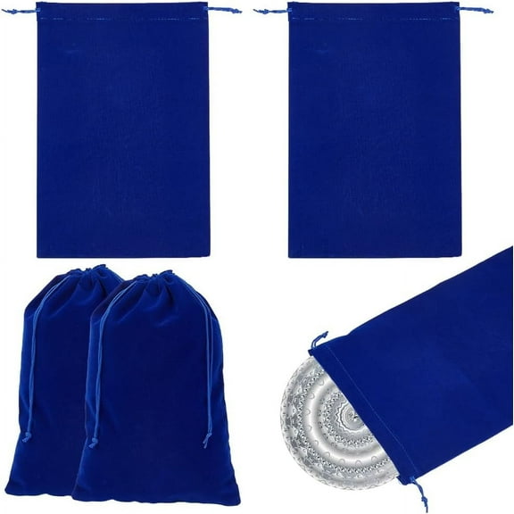 Velvet Jewelry Drawstring Pouches Gift Bags Rectangle Dark Blue 30x20x0.5cm