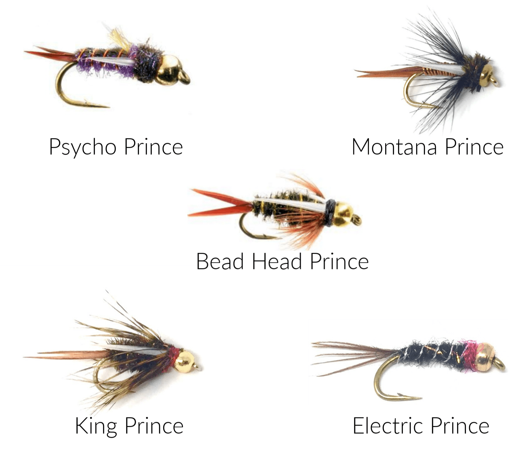 Rubber Legs RiverBum Prince Nymph Assortment Kit with Fly Box Bead Head Psycho Prince 30 Piece