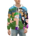 thumbnail image 2 of Phineas And Ferb Zip Up Hoodies Unisex Realistic 3D Print Sweatshirt Long Sleeve Hooded Jacket Coat M, 2 of 8
