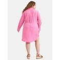 thumbnail image 4 of Terra & Sky Women's Plus Size Mini Shirt Dress with Long Sleeves, Sizes 0X-4X, 4 of 4