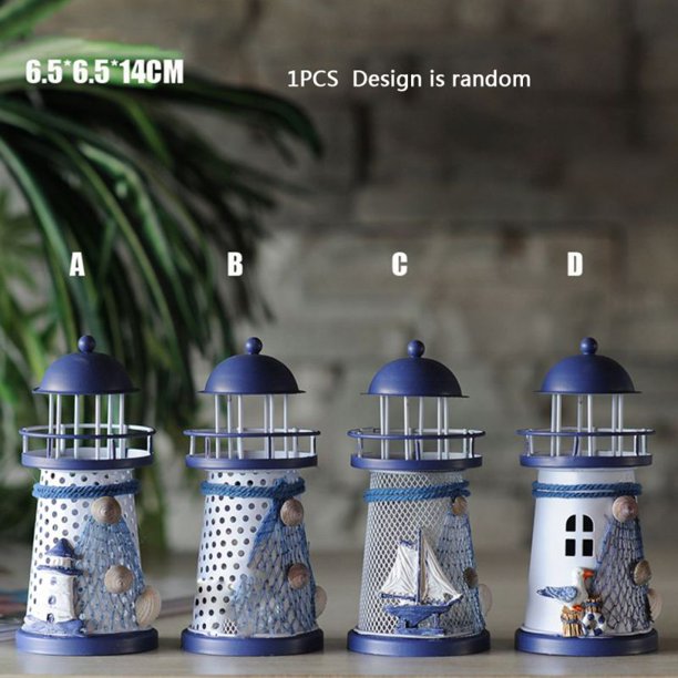 14cm Lighthouse Iron Candle Holder Nautical Beach Anchor Decoration