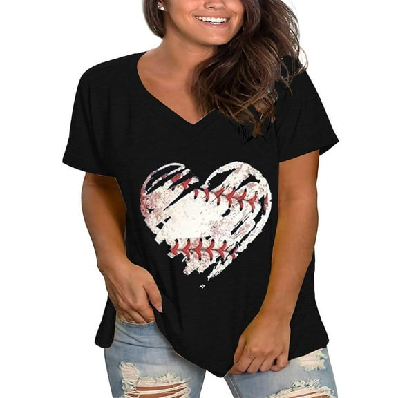 Black Womens Tops Plus Size V Neck T Shirts Women Short Sleeve Tops Casual Summer Tshirts Loose Fit Tee Shirts for Women