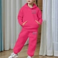 thumbnail image 6 of Big Outfits for Girls Sets Boys Long Sleeve Solid Warm Hoodie Pullover Tops Pants Kids Sweat Suit Fall Girls Clothes Hot Pink Size 8-9T, 6 of 7