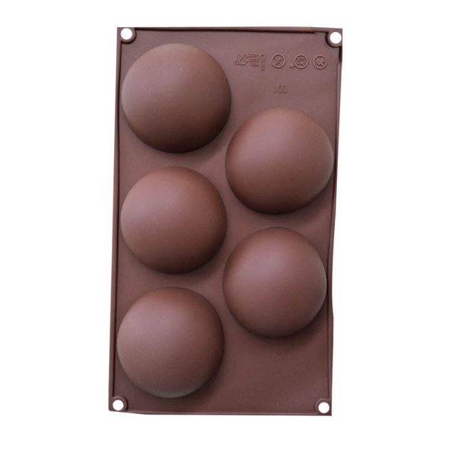 Toystoory Molde para pastel de silicona con esfera de Media bola de 5 cavidades, molde para hornear Chocolate y muffins, bonito Herramientas y accesorios para hornear