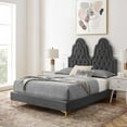 thumbnail image 2 of Tufted Platform Bed Frame, Twin Size, Velvet, Dark Grey Gray, Modern Contemporary Urban Design, Bedroom Master Guest Suite, 2 of 10
