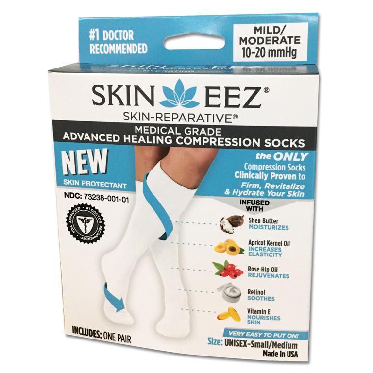 SKINEEZ Reparative Compression Socks, White S M