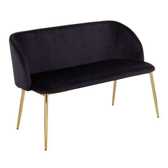 Lumisource Fran Glam Bench in Gold Steel and Black Velvet