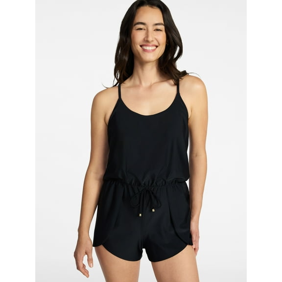 Time and Tru Women's and Women's Plus Size Tank Romper Swimsuit, Sizes XS-3X