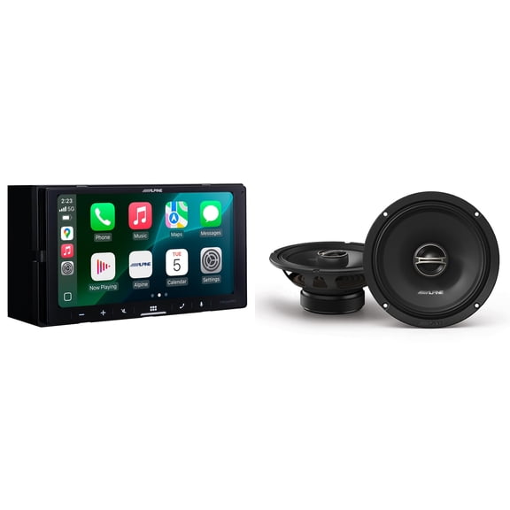 Alpine iLX-W770 Digital Multimedia Receiver with Wireless CarPlay and Android Auto Compatibility w/ DM-65-G 6.5 " Coaxial Bundle