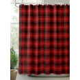 thumbnail image 2 of Fsddascl Red Black Plaid Shower Curtain Set - Small 36" x 72" Washable Bathtub Curtain with 12 Hooks, Vintage Farmhouse Abstract Buffalo Check Waterproof Fabric Stall Shower Curtains for Bathroom, 2 of 5