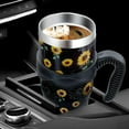 thumbnail image 4 of 40 Oz Tumbler with Handle and Silicone Straws,Coffee Insulated Tumbler with Handle,40 Oz Cute Black Sunflower Water Bottles,Travel Mug with Handle, 4 of 6