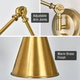 thumbnail image 2 of Kira Home Ellis 18" Gold Swing Arm Wall Sconce, Cone Shades, 2-in-1 Plug In or Hardwired Library Style Gold Wall Lamp, 2 of 9