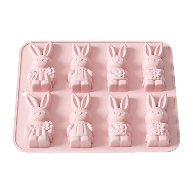 Easter Silicone 3D Rabbit Silicone 8 Cavities Easter Rabbit Soap Candle Cookie Chocolate
