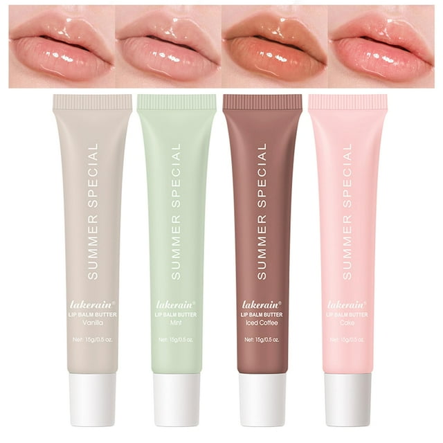 Set de bálsamo de mantequilla brillante para labios AZHAIBUQI Instant Moisture, 4 unidades
