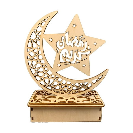 

RABBITH Ramadan Decor Light Eid Mubarak DIY Wooden LED Ornament Light Hanging Pendants