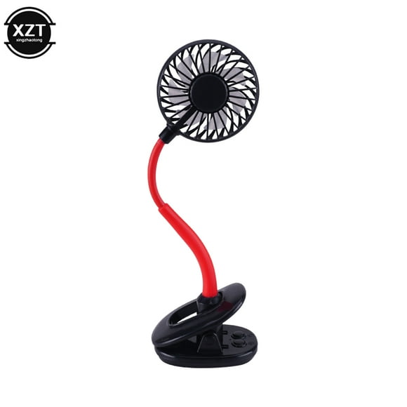 New Portable Bendable Fan Car Seat Clip Fan USB Charging Small Fan Mute Desktop Fan Baby Stroller Summer Cooling Mini Fan Black