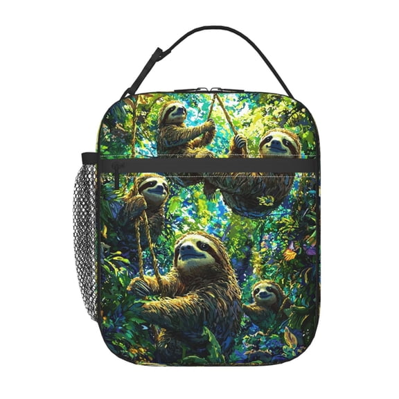 Cartoon Sloth Lunch Box Reusable Portable Lunch Bag Tote Bag for Work Picnic Hiking