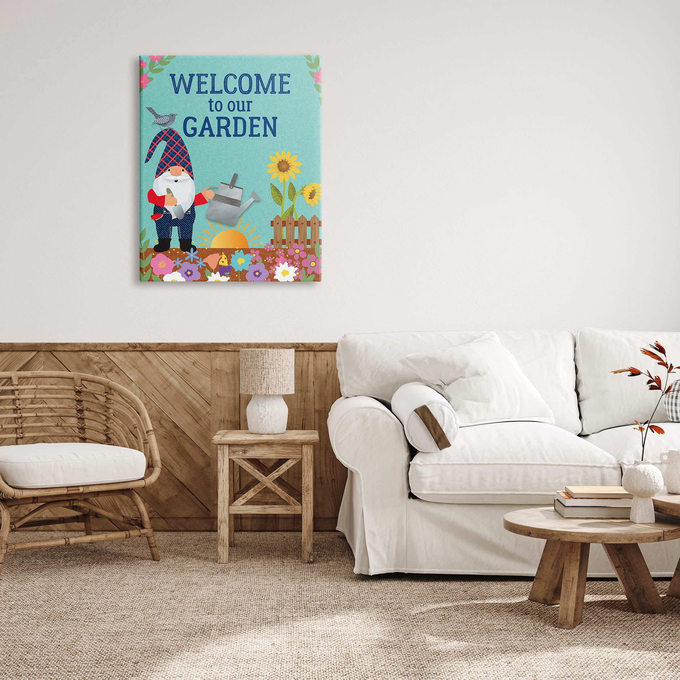Welcome To Our Garden Phrase Fairy Tales & Fantasy Graphic Art Gallery Wrapped Canvas Print Wall Art