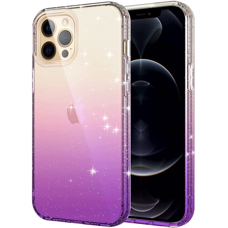 KIQ iPhone 13 Pro Max Case Glitter TPU Womens Cell Phone Protective Case Cover (Clear/Light Purple)